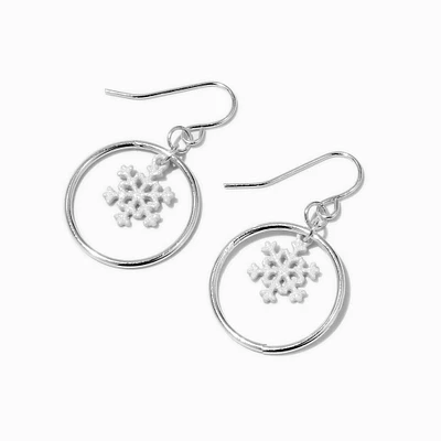 Silver-tone Snowflake Drop Earrings