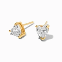 C LUXE by Claire's 18k Yellow Gold Plated Cubic Zirconia Heart Stud Earrings