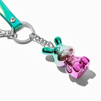 Chrome Pink & Green Ombre Bunny Keychain