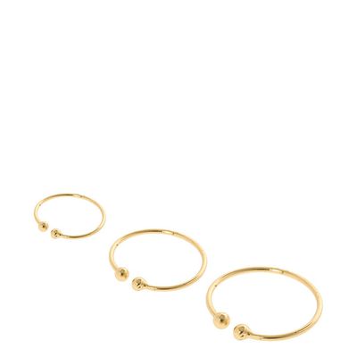 Graduated Gold Faux Nose Hoop Rings - 3 Pack