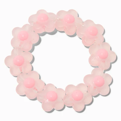 Claire's Club Pink Frosted Flower Stretch Bracelet