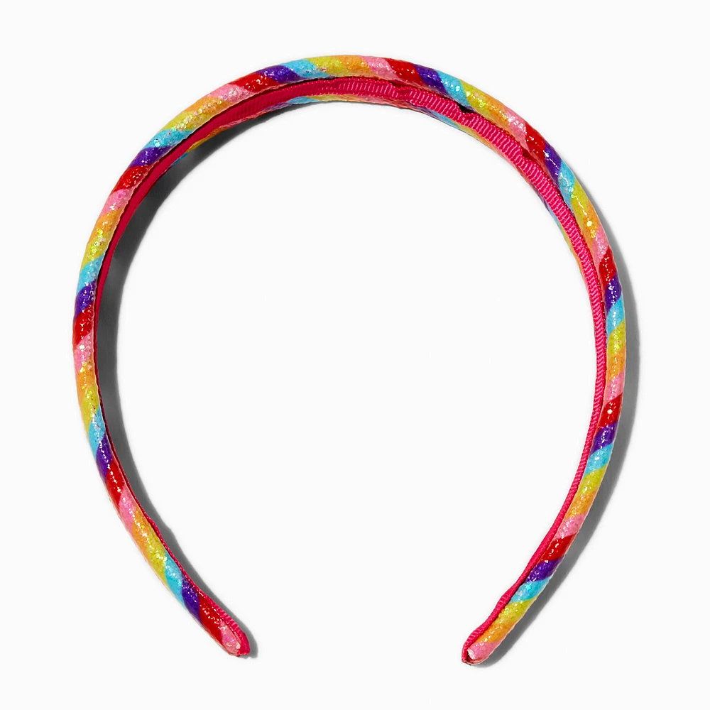 Rainbow Glitter Striped Headband