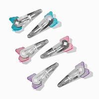 Chrome Bear Snap Hair Clips - 6 Pack