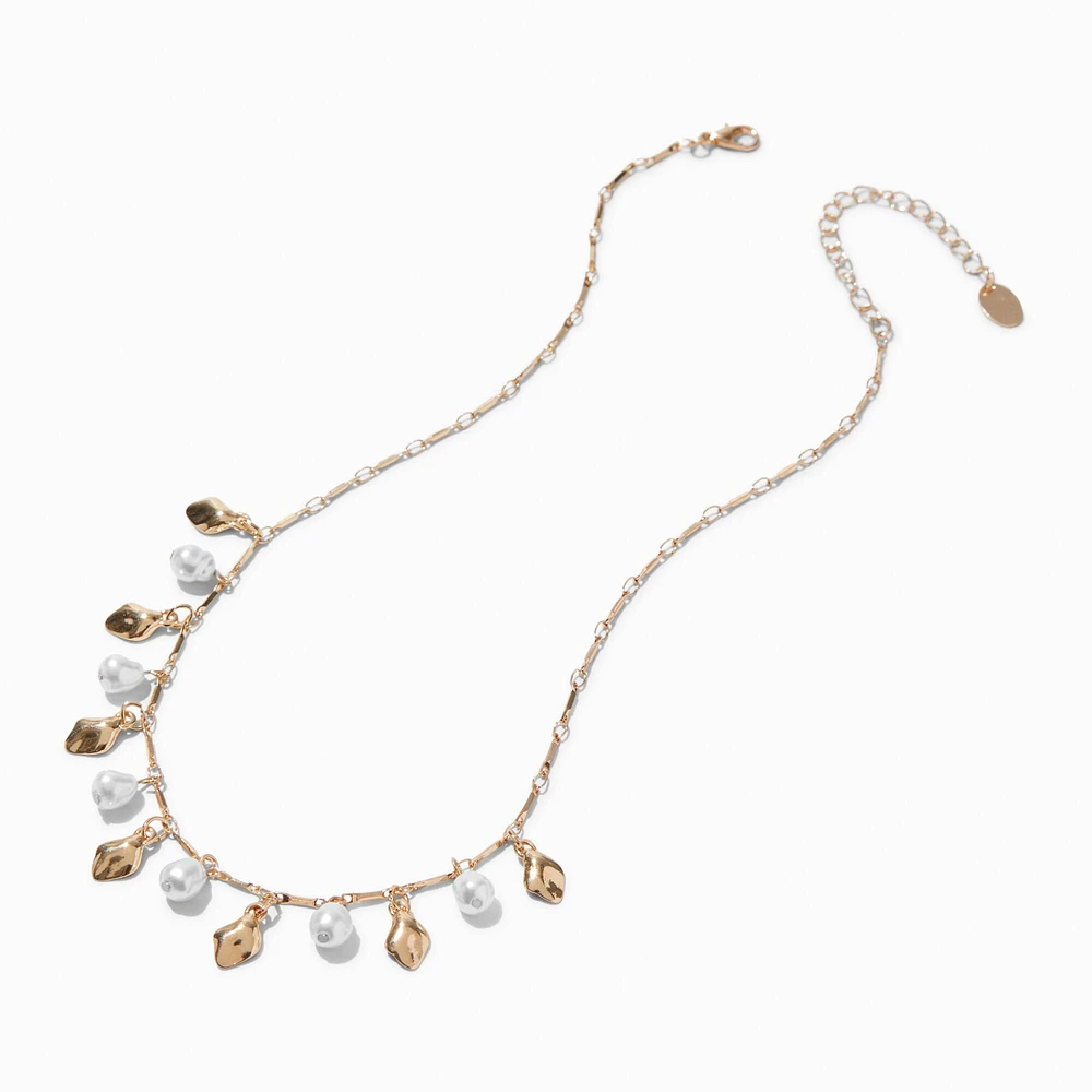Gold-tone Pearl Dangle Necklace