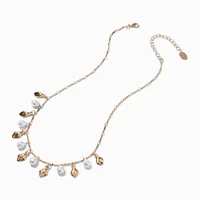 Gold-tone Pearl Dangle Necklace