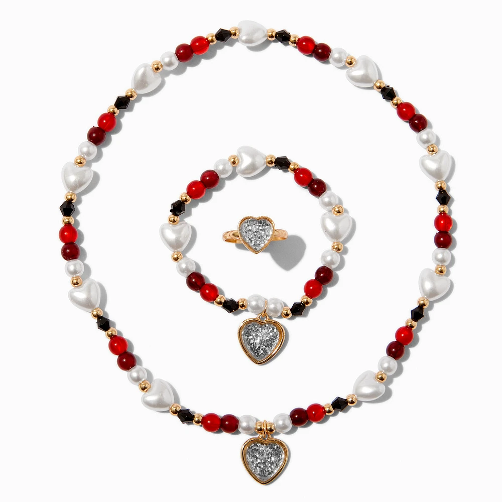 Claire's Club Holiday Heart Beaded Jewelry Set - 3 Pack