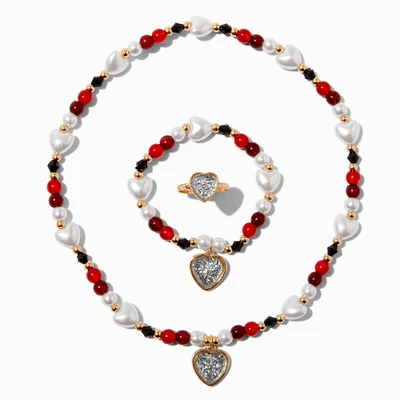 Claire's Club Holiday Heart Beaded Jewelry Set - 3 Pack