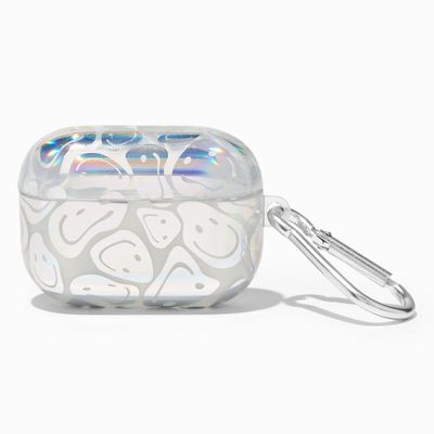 Wavy Happy Faces Holographic Earbud Case Cover