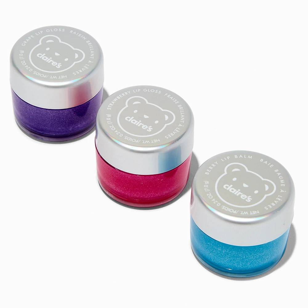 Chrome Bear Flavored Lip Gloss Pot Set - 3 Pack