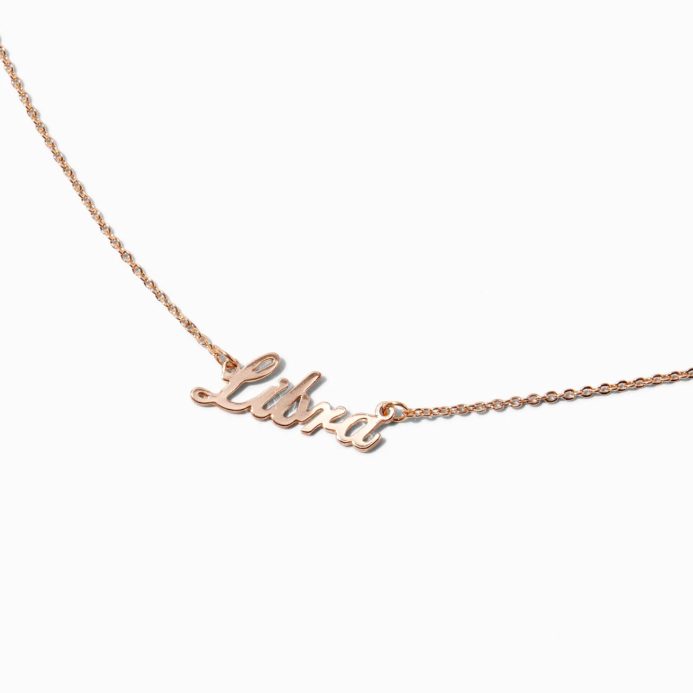 Gold-tone Script Zodiac Pendant Necklace - Libra