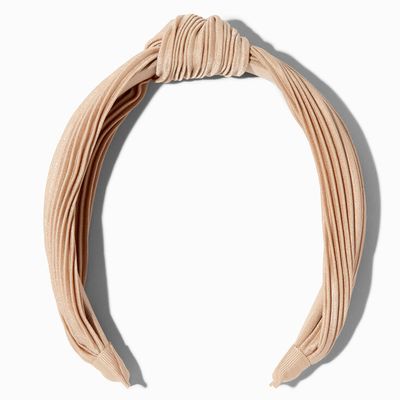 Champagne Pleated Knotted Headband