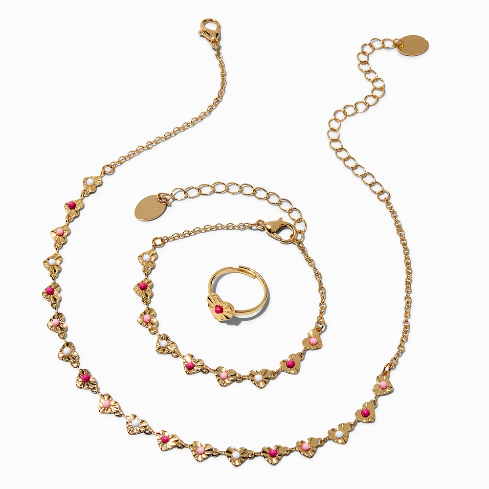 Claire's Club Gold-tone Connected Heart Jewelry Set - 3 Pack