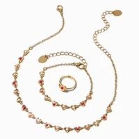 Claire's Club Gold-tone Connected Heart Jewelry Set - 3 Pack