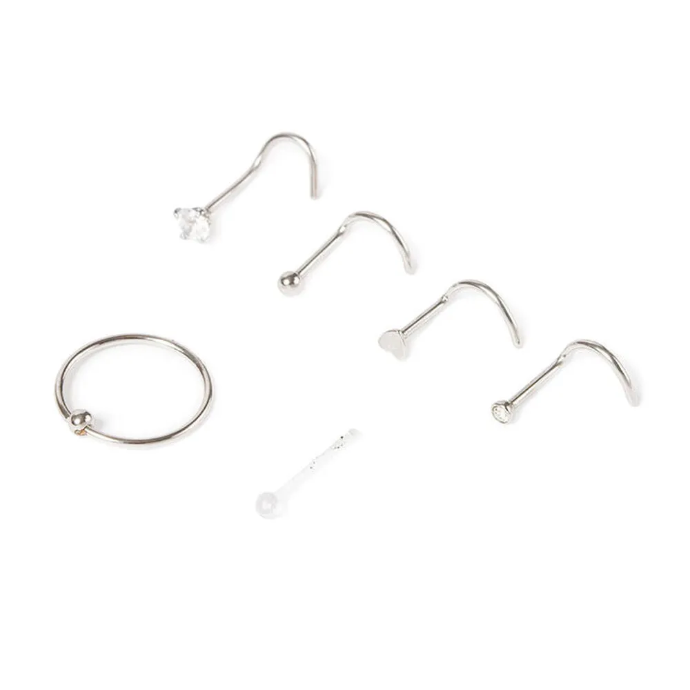 Claire's Women's Stainless Steel 20G Crystal Nose Studs and Hoop