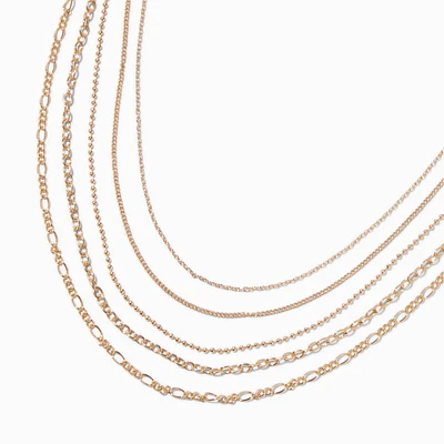 Gold-tone Mixed Multi-Strand Chain Necklace
