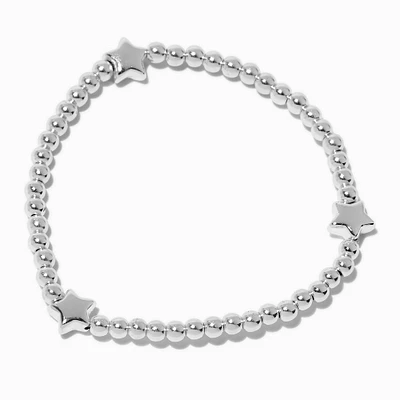 Silver-tone Star Beaded Stretch Bracelet