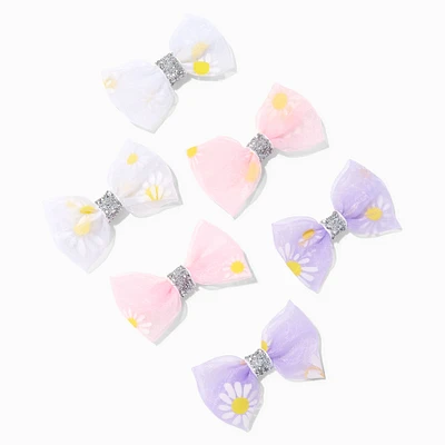 Claire's Club Chiffon Daisy Hair Bow Clips - 6 Pack