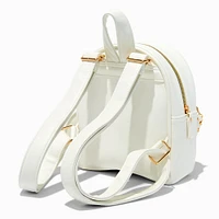 Gold-tone Studded White Quilted Small Backpack