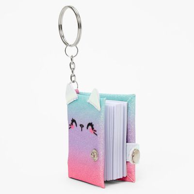 Ombre Cat Mini Glitter Diary Keychain