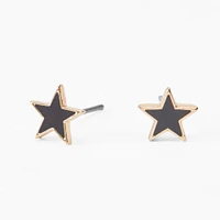 Black Star Gold-tone Stud Earrings