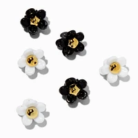 Black & White Daisy Mini Hair Claws - 6 Pack