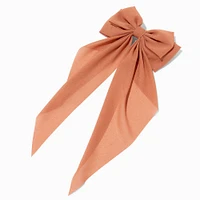 Caramel Brown Sheer Long Tail Hair Bow Clip