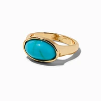 Gold-tone Turquoise Ring Stack - 3 Pack