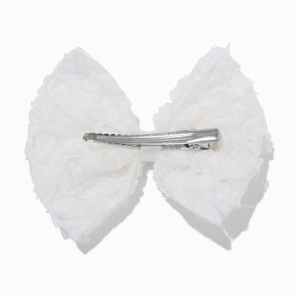 Claire's Club White Rose Hair Bow Clip