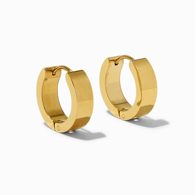 Gold-tone Stainless Steel 12MM Huggie Hoop Earrings