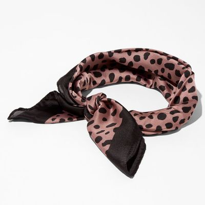 Dark Brown Leopard Silky Bandana Headwrap