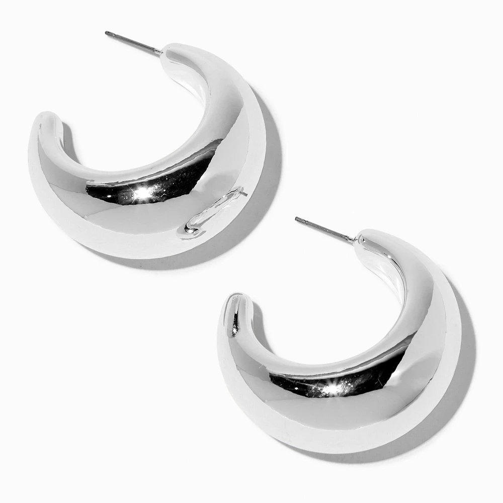 Silver-tone Chunky Half Hoop Earrings