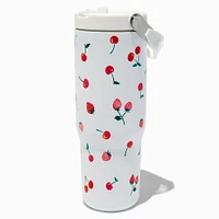 Strawberry & Cherry Print Stainless Steel Water Bottle