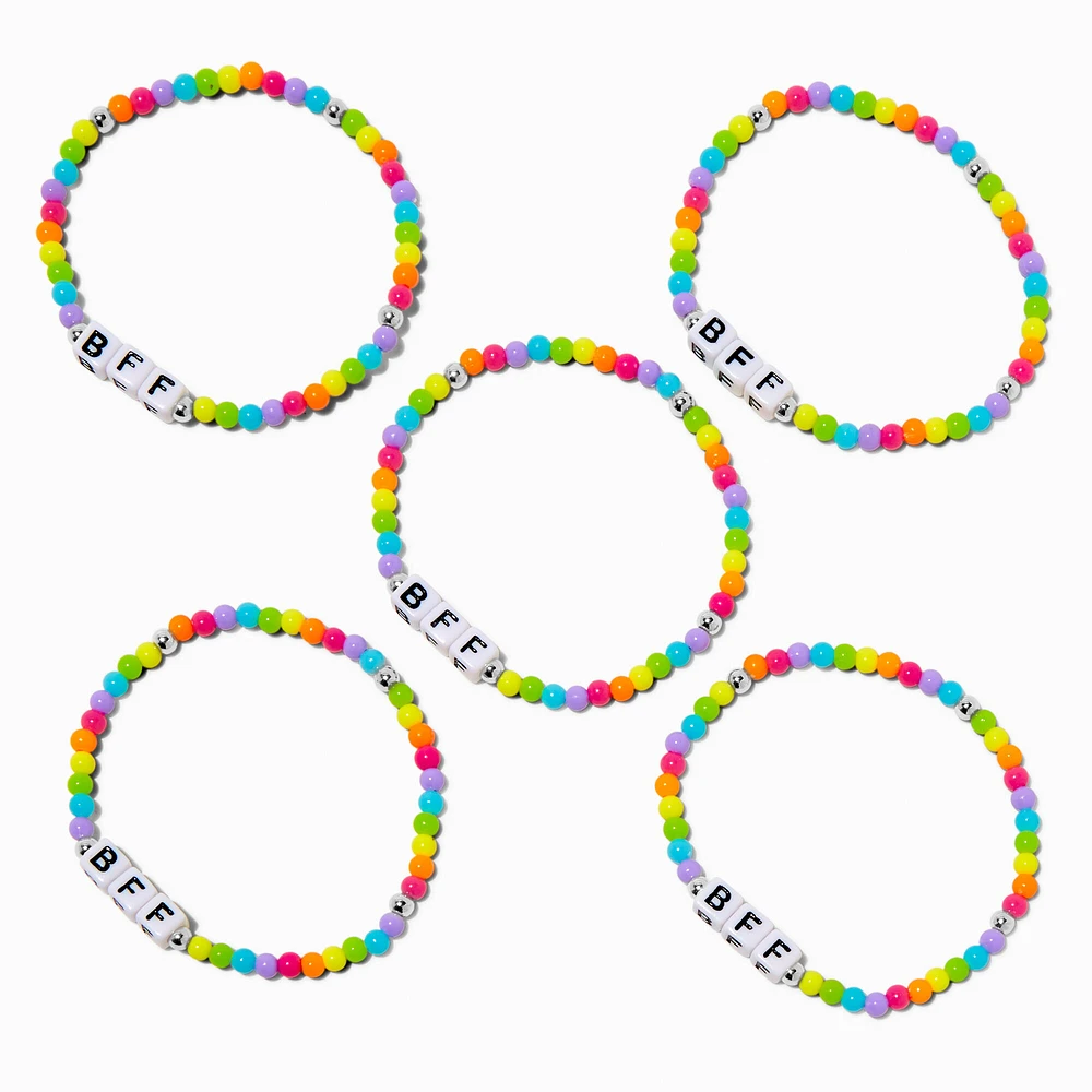 Best Friends Rainbow BFF Beaded Stretch Bracelets - 5 Pack