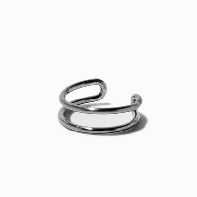 Silver-tone Stainless Steel Double Hoop Faux Nose Ring