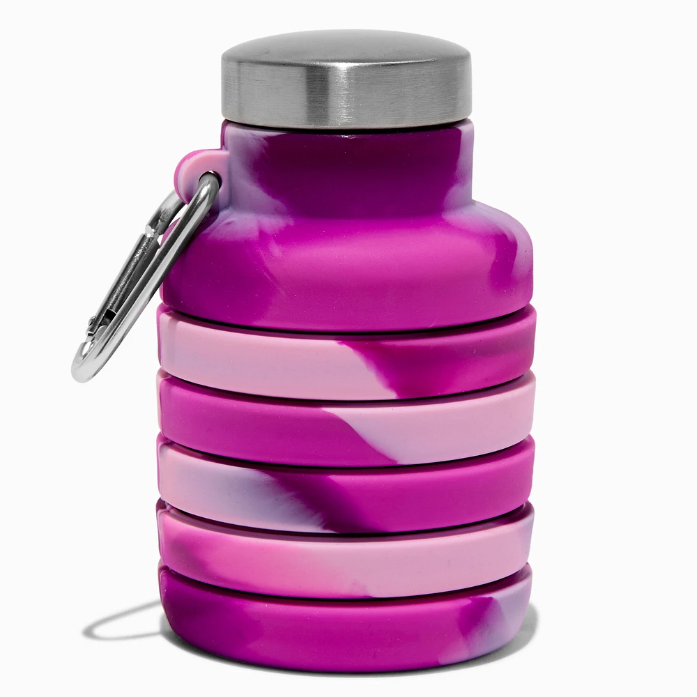 Collapsible Purple Tie Dye Water Bottle