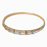 Gold-tone Crystal Star Collar Rigid Choker Necklace