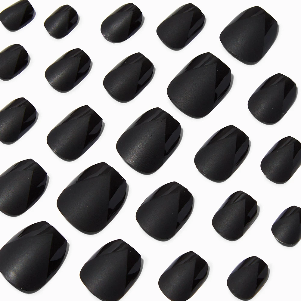 Black Matte Coffin Press On Vegan Faux Nail Set - 24 Pack