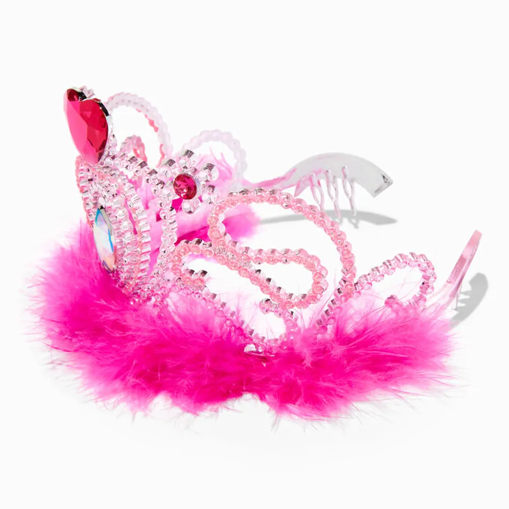 Claire's Club Hot Pink Heart Crown