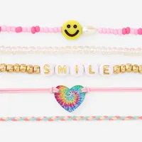 Smile Beaded Stretch Bracelet Set - 5 Pack