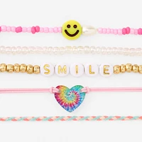 Smile Beaded Stretch Bracelet Set - 5 Pack