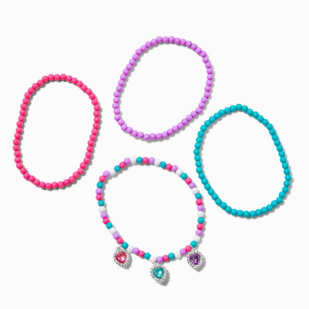 Claire's Club Jewel Tone Seed Bead Stretch Bracelets - 4 Pack