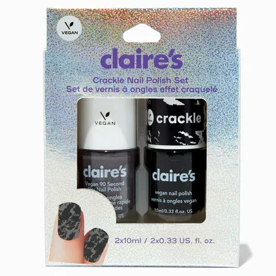 Black & Gray Crackle Vegan Nail Polish Set - 2 Pack