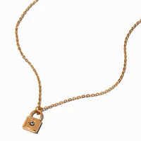 Gold-tone Mini Lock Pendant Necklace