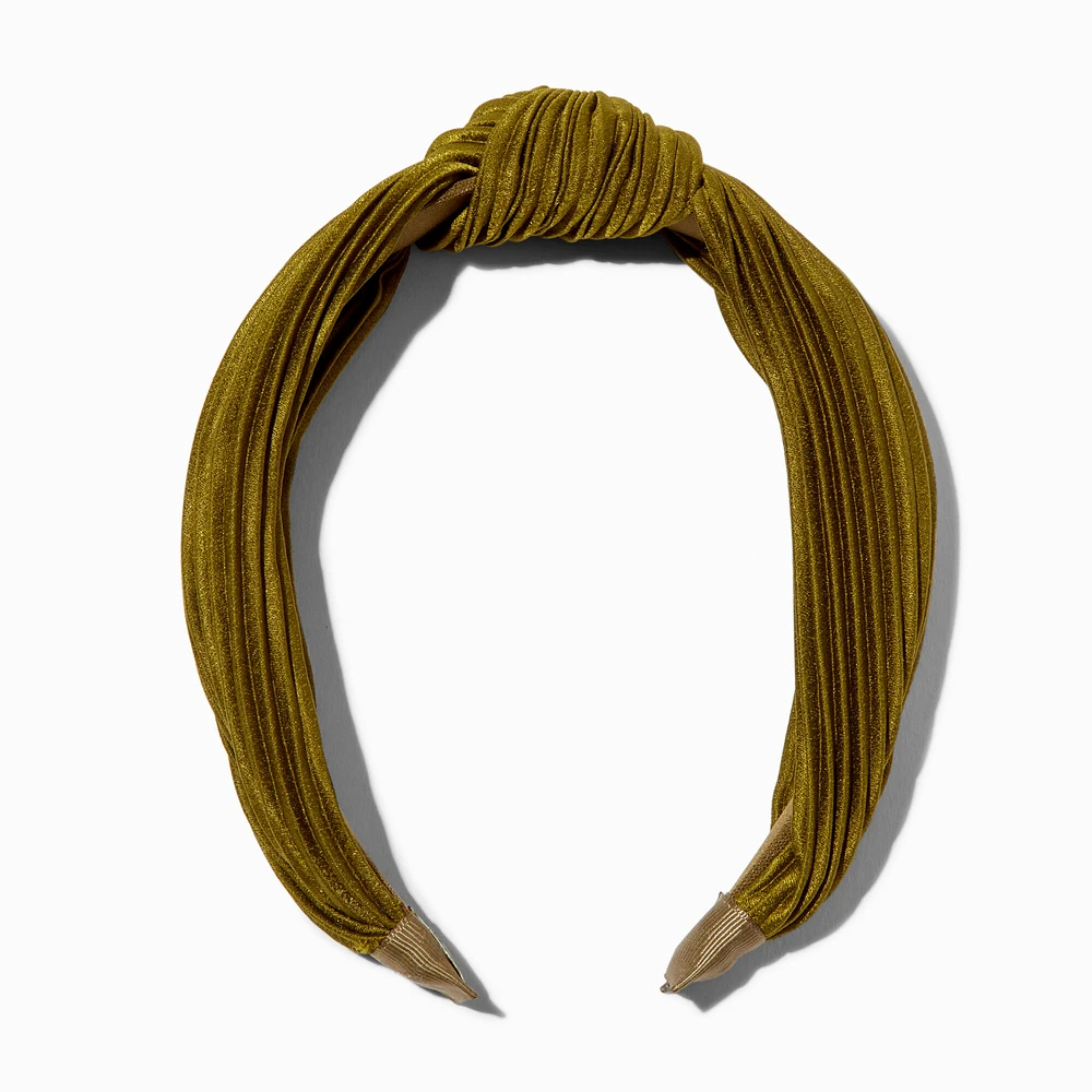 Olive Green Pleated Knotted Headband