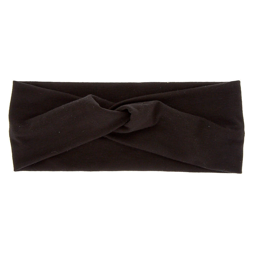 Black Wide Jersey Twisted Headwrap