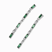 Emerald Green Baguette Crystal Column 3" Drop Earrings