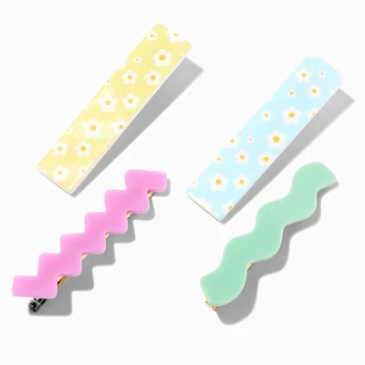 Chunky Daisy & Zig Zag Barrettes - 4 Pack