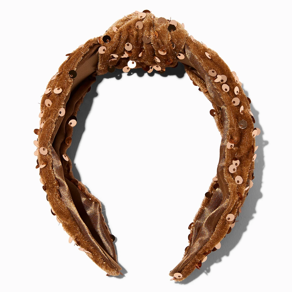 Bronze Sequin Knotted Headband