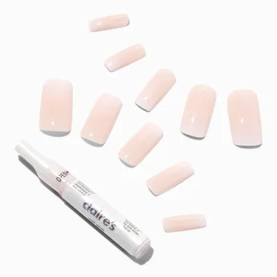 French Ombre Long Square Vegan Faux Nail Set - 24 Pack