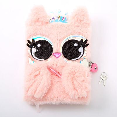 Pink Owl Plush Lock Diary